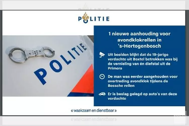 Boxtelaar aangehouden voor plundering Primera tijdens Bossche avondklokrellen
