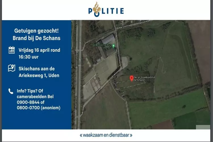 Politie zoekt getuigen brand De Schans Uden