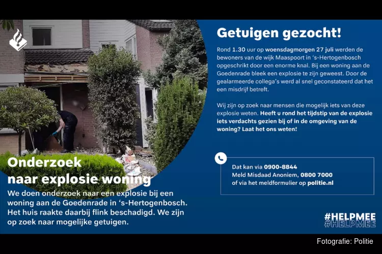 Onderzoek naar explosie woning; getuigen gezocht
