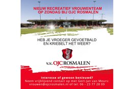 Nieuw recreatief vrouwenteam op zondag bij OJC ROSMALEN